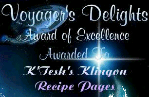 Voyagers  Delights Award of Excellence 8/16/00